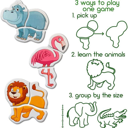 Zoo Magnetic Puzzles for Kids - 5 Big Magnetic Animals for Baby - Travel Toys for for Toddlers - Magnet for Refrigerator - Travel Games - Baby Educational Gift - Puzzle for Preschooler