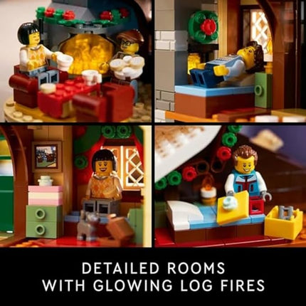 LEGO Icons Alpine Lodge Model Building Set - Collectible DIY Kits for Adults, Ages 18+ - Log Cabin Kit for Winter Activities with Snowmobile and Minifigues - 10325