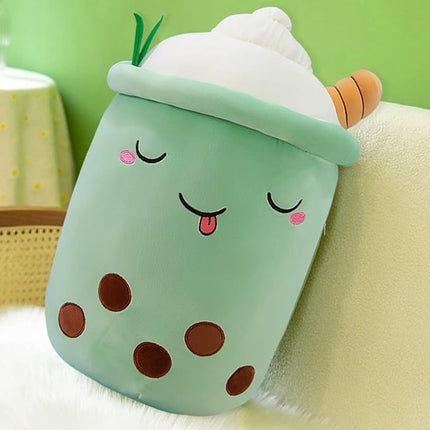 MDXMY Plush Stuffed Bubble Tea Plush Pillow Soft Cute Pearl Milk Tea Hug Toy(Green Cream, 19.6 inches)