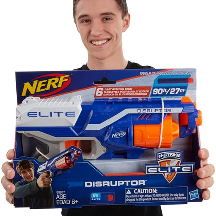 NERF Disruptor Elite Blaster - 6-Dart Rotating Drum, Slam Fire, Includes 6 Official Nerf Elite Darts - for Kids, Teens, Adults (Amazon Exclusive)