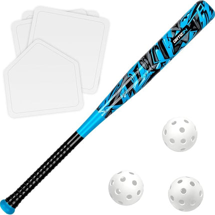 Grand Slam Set- Graffiti Plastic Bat, David Ortiz Backyard Baseball Set with 3 Balls, 4 Throw Down Bases