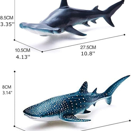 Gemini&Genius Whale Shark Hammerhead Shark Toys, Sea Animal Action Figures Ocean Model Toy Set for Play or Display, Gift, Educational, Role Play, Swim, Bath and Collection
