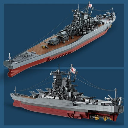 MISINI M7001 1:300 Japanese Yamato Battleship Building Blocks Set, 2569 Pieces WWII Navy Ship MOC Toy, Excellent Battleship Model Building Gift and Collection for Military Enthusiasts and Adults