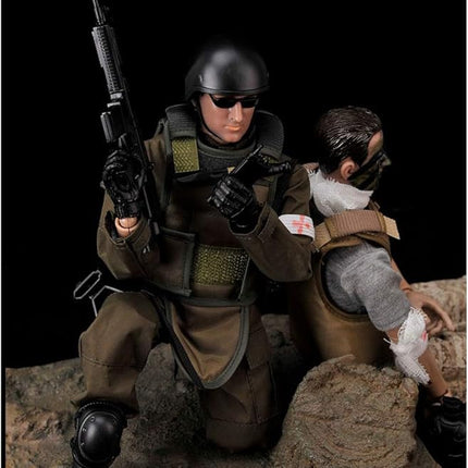 7Buy 12in Action Figures Toy 1:6 Stand Bendable Soldier Model Toy (Medic)
