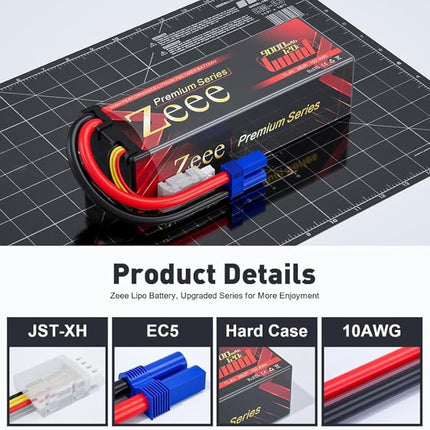 Zeee Premium Series 3S Lipo Battery 9000mAh 11.4V High Voltage Hard Case Battery 120C EC5 Connector HV-Lipo for RC Vehicles RC Car Truck Tank Racing Hobby Models (2 Pack)