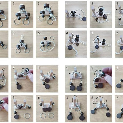 Brain Teaser Puzzle Wooden Threading Rope Loop Puzzle Luban Lock Brain Teaser Game Adult Kids Toy Puzzles for Adults (16)