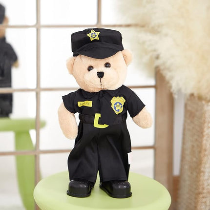 Houwsbaby 14" Electronic Police Teddy Bear Stuffed Animal Dancing Music Singing Waving Interactive Teddy Bear Plush Toy Presents for Kids Boys Girls Birthday