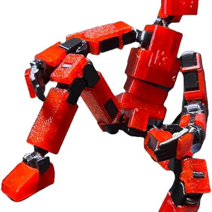 3D Printed Multi Joint Movable Mechanical Doll Model, Toy Design Style, Custom Desktop Ornament (Orange)