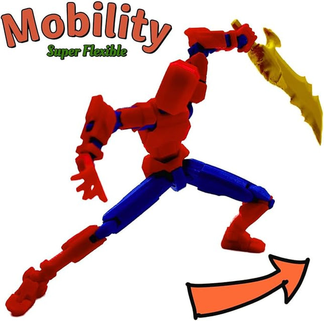 3D Printed 5.54-inch Multi-Jointed Action Figures Dummy13, Full Body Mechanical Movable Toy, Multiple Accessories, Hand Painted Figure, Desk Decoration, Creative Gifts (Z-Set4)