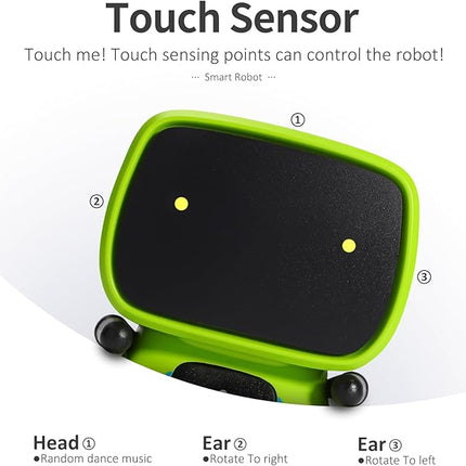 GILOBABY Interactive Talking Robot for Boys, Smart Toy with Touch Sensor & Voice Control, Record & Repeat Mode, Dancing, Singing, Educational Gift for 3 4 5 6 7 Year Old Kids (Green)