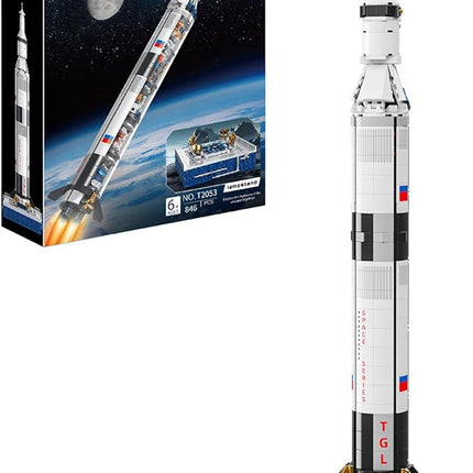 Space Rocket Building Block Set with Launch Stand, DIY Rocket Ship Model with Translucent Design, Cool Collectible Model for Home & Office Decor,Birthday Gift for Adults and Boys 8-14 (846PCS)