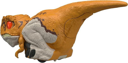 Mattel Jurassic World Dominion Uncaged Dinosaur Toy with Clicker-Controlled Motion & Sound, Click Tracker Atrociraptor Tiger Dino Action Figure