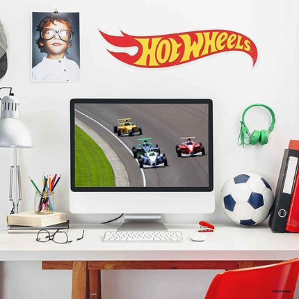 Mattel Hot Wheels Flame Logo Metal Sign - Large Hot Wheels Sign for Kids' Bedroom, Man Cave or Garage