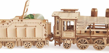 3D Wooden Puzzle - DIY Mechanical Steam Train Model Kits - Wood Crafts Vehicle Building Model - Wooden STEM Brain Teaser Puzzle - Steam Train Christmas Birthday Gifts for Adults & Teens