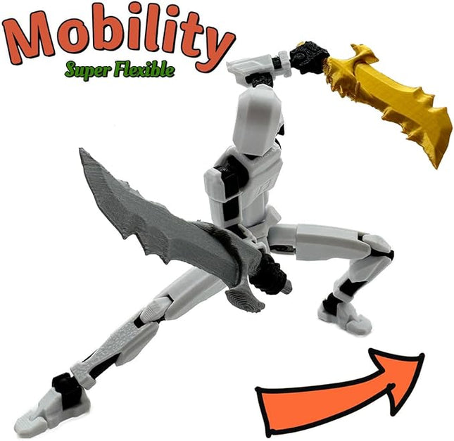 3D Printed 5.54-inch Multi-Jointed Action Figures Dummy13, Full Body Mechanical Movable Toy, Multiple Accessories, Hand Painted Figure, Desk Decoration, Creative Gifts (Z-Set3)