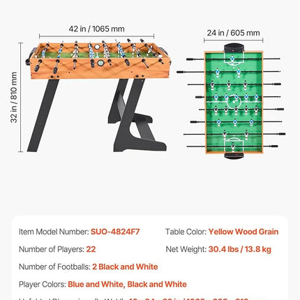 VEVOR Foosball Table 42/48/55 in Foosball Table Indoor Full Size Foosball Tables for Home, Family, and Game Room, Durable Soccer Set, Includes 2/4 Balls, Score Keeper, and 2 Cup Holders