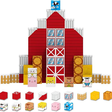 Allenjoy 80PCS Fall Autumn Farm Theme Magnetic Blocks STEM Educational Magnet Building Set for Kids Ages 3+ Creative Birthday