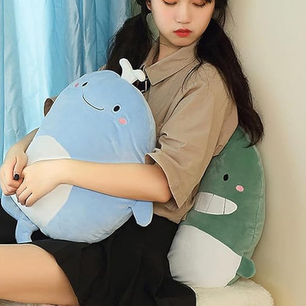 Soft Flat Whale Plush Hugging Pillow Cute Blue Whale Stuffed Animal Plushies Toys Kids Anime Cushion for Birthday, Valentine's Day, Christmas...12 Inch