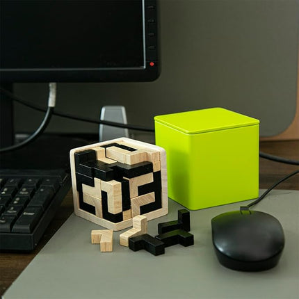 Wooden Russian Blocks Puzzle, Brain Teaser for Adults, 3D Intelligence Toy, Desk Toy for Adults and Kids, 54 Pieces (L-Shape)