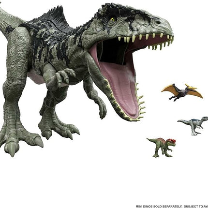 Mattel Jurassic World Super Colossal Dinosaur Action Figure, Large Giganotosaurus Dino Toy with Eating Feature, 3+ Feet Long