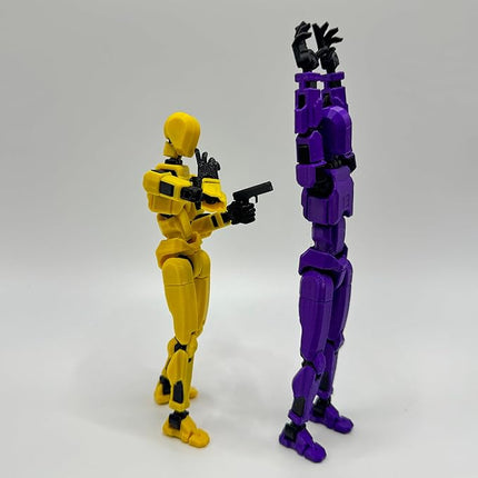 3D Printed 5.54-inch Multi-Jointed Action Figures Dummy13, Full Body Mechanical Movable Toy, Multiple Accessories, Hand Painted Figure, Desk Decoration, Creative Gifts (Bright Yellow)