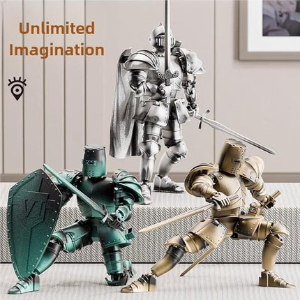 Medieval Action Figures,Knight Armor Action Figure,Multi-Jointed Movable Robot Mannequin T13,Dummy 13 Action Figure(Assembly Required) (A-Golden)