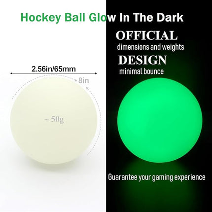 Street Hockey Balls Glow in The Dark Sports Balls for Indoor Outdoor Road Roller and Field Hockey Games(2 PCS 2.56 Inches)