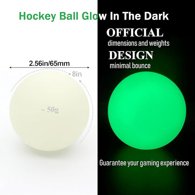 Street Hockey Balls Glow in The Dark Sports Balls for Indoor Outdoor Road Roller and Field Hockey Games(2 PCS 2.56 Inches)
