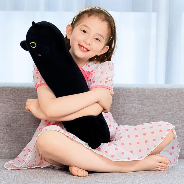 27.5in Long Black Cat Toy Kids Plush Toy Pillow Hugging Pillow Cute Plush Cat Stuffed Animal Toy Gift for Kids(Black, 70cm/27.5in)