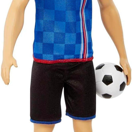 Barbie Careers Ken Fashion Doll & Accessory, Soccer Player with Cropped Hair, #10 Uniform, Tall Socks, Cleats & Ball