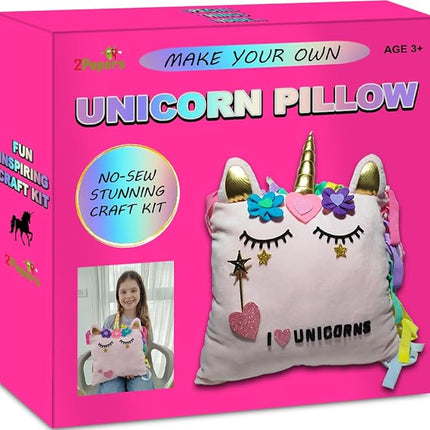 Make Your Own Unicorn Pillow Kit Arts and Crafts for Girls Age 4 5 6 7 8-12 Years Old (No Sew) DIY kit for Kids, DIY Unicorn Craft Supplies Plush Toy Stuffed Pillow, Kids Craft Project Gifts for Girls
