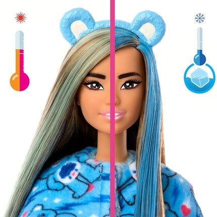 Barbie Cutie Reveal Care Bears Series Doll & Accessories Set with Grumpy Bear Costume & 10 Surprises Including Color Change & Mini Bear
