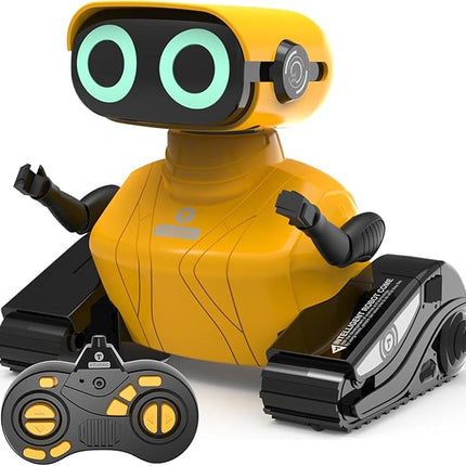 GILOBABY Remote Control Robot Toy for Kids 3-5 Years, Flashing LED Eyes, Dancing and Flexible Moves, Auto Demo Mode, Gift for Girls (Yellow)