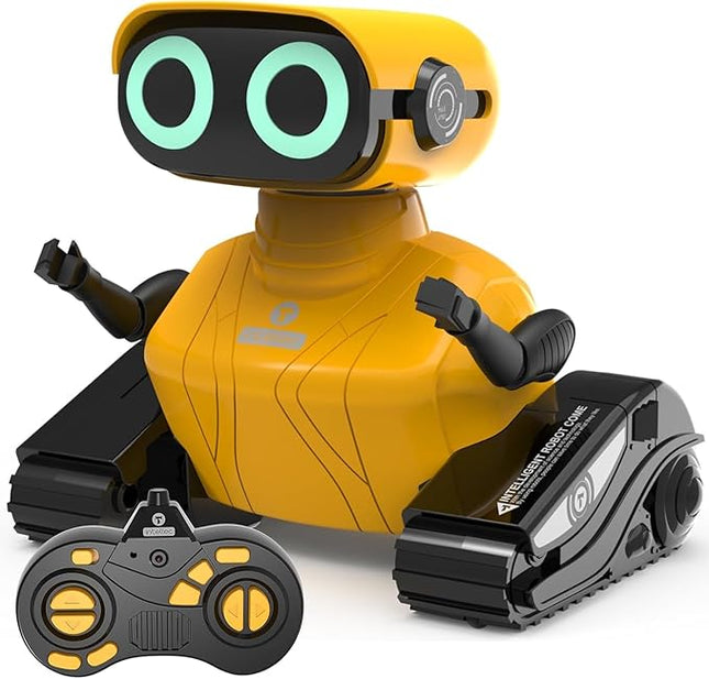 GILOBABY Remote Control Robot Toy for Kids 3-5 Years, Flashing LED Eyes, Dancing and Flexible Moves, Auto Demo Mode, Gift for Girls (Yellow)