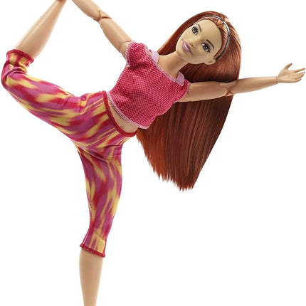 Barbie Made to Move Doll, Curvy, with 22 Flexible Joints & Long Straight Red Hair Wearing Athleisure-wear for Kids 3 to 7 Years Old