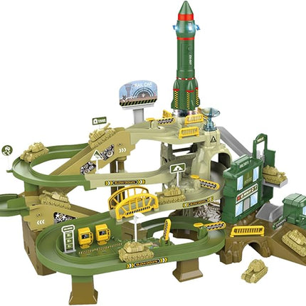 Toy Car Ramp Track, Adventure Railcar Colorful Vehicles Construction Play Set with 8 Cars Track Gifts for Kids 3+