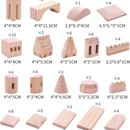 75 Pieces Wooden Castle Blocks Medieval Knights Princesses Wooden Castle Building Blocks Kit for Kids Boys and Girls