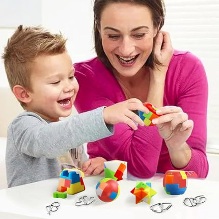 16 Pack Brain Teasers Puzzles for Kids & Adults, Brain Teasers Metal IQ Toys Puzzle Mind Game 3D Coil Cast Wire Unlock Interlock Magic Ball Puzzles for Teenagers