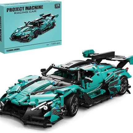 Adults Challenging Racing Car Building Blocks Kit，1:14 1391 Pieces Car Model Building Set DIY Toys for Boys (Green)