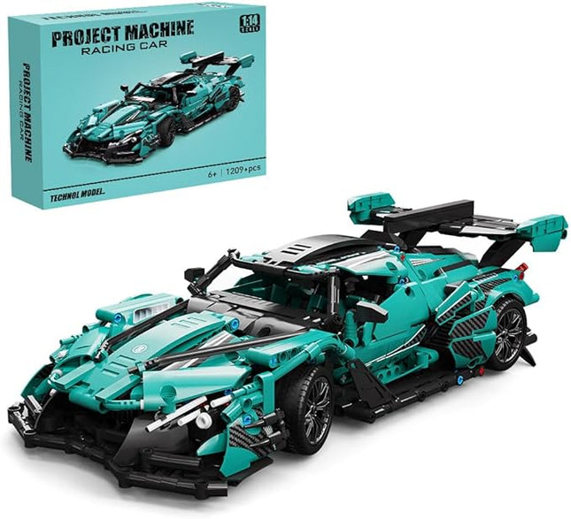 Adults Challenging Racing Car Building Blocks Kit，1:14 1391 Pieces Car Model Building Set DIY Toys for Boys (Green)