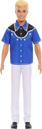 Barbie Fashionistas Ken Doll #226 Wearing a Removable Western Shirt, Pants & Boots, Blonde Fashion Doll, 65th Anniversary Collectible