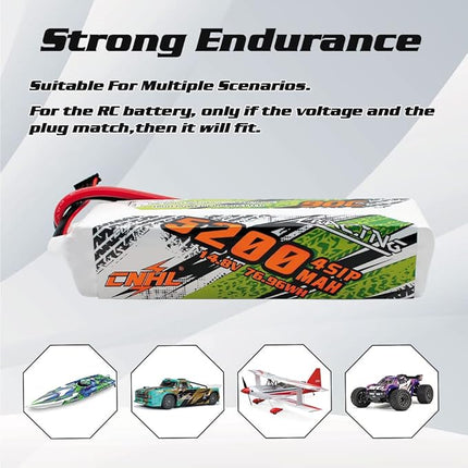CNHL 5200mAh 4S Lipo Battery 14.8V 90C with EC5 Plug Soft Case for RC Car Truck Buggy Tank Airplane Boat(2 Packs)