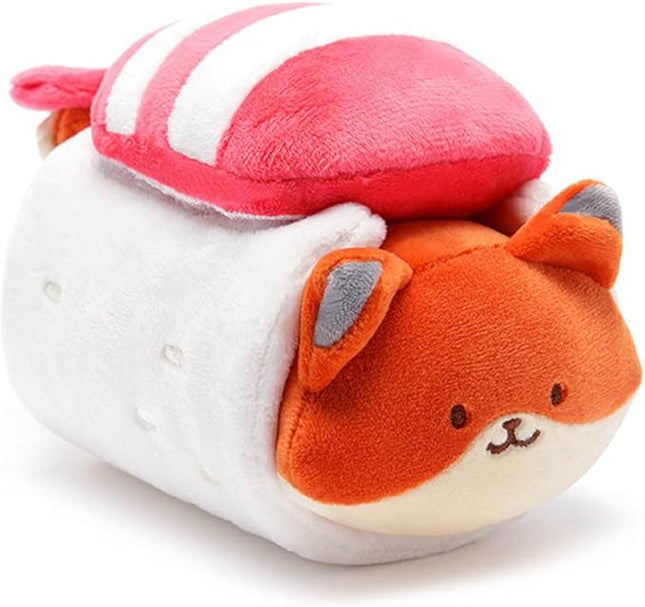 Anirollz Foxiroll Plush in Shrimp Sushi Outfitz – Kawaii Fox Stuffed Animal with Removable Costume – Cute 6” Squishy Plush Toy Gift for Girls & Kids