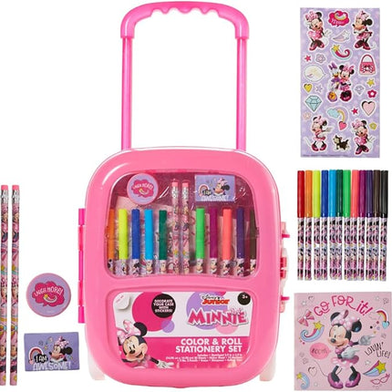 Innovative Designs Disney Minnie Mouse Color and Roll Activity Set with Carrying Case, Stickers, & Art Supplies