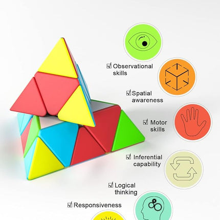 Vdealen Speed Cube Set, 2x2x2 3x3x3 Pyramid Magic Cube Set, Puzzle Cube Toys Birthday Party Christmas Stocking Stuffers Gift for Kids Teens Adults(Stickerless)