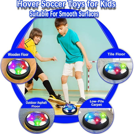 VNVDFLM Hover Soccer Ball Toys for Boys Girls,Rechargeable Floating Soccer Ball with Led Lights and Foam Cushion,Indoor Air Football Game Perfect Birthday for Kids Age 3-9（Black）