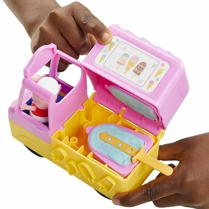 Play-Doh Peppa's Ice Cream Playset with Ice Cream Truck, Peppa and George Figures, and 5 Non-Toxic Modeling Compound Cans, Peppa Pig Toy for Kids 3 Years and Up
