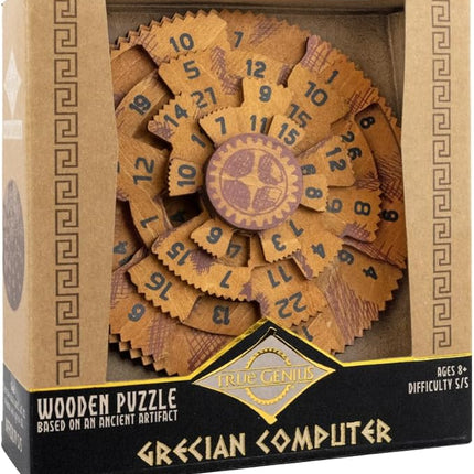 Project Genius Grecian Computer Mechanical Math Puzzle, Wooden Brainteaser Gift for History Buffs and Smart Kids, Teens, and Adults - True Genius Series Inspired by The Ancient Antikythera Mechanism