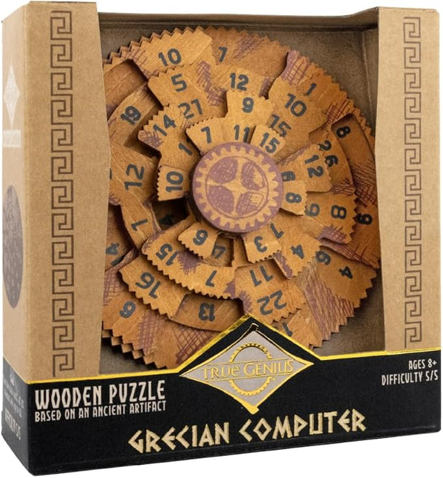 Project Genius Grecian Computer Mechanical Math Puzzle, Wooden Brainteaser Gift for History Buffs and Smart Kids, Teens, and Adults - True Genius Series Inspired by The Ancient Antikythera Mechanism
