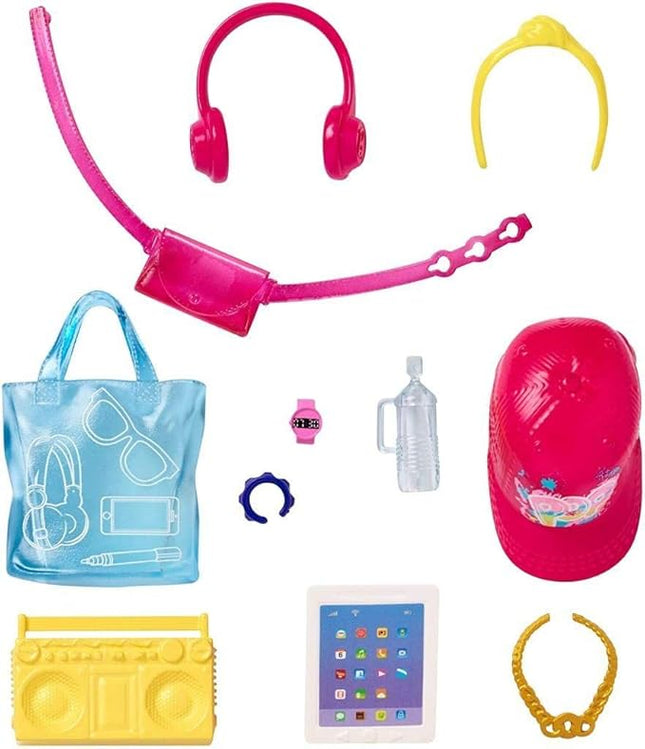 Barbie Doll Accessory Pack, Boombox, Headphones, Tablet, Tote Bag, Water Bottle GHX34